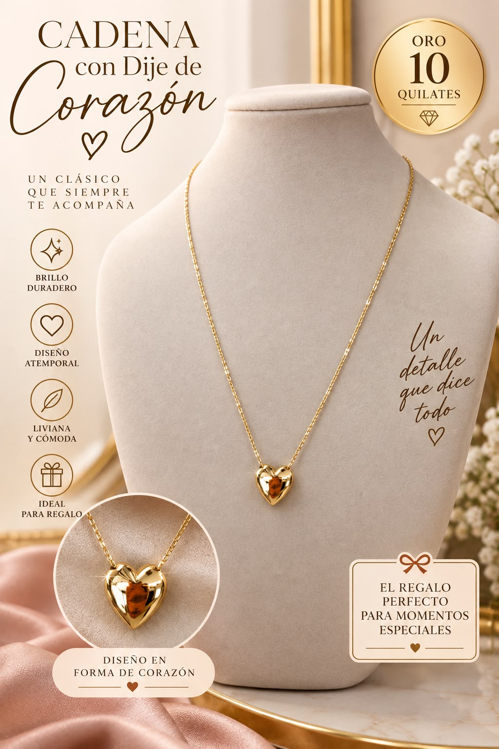 CADENA CORAZONCITO SOLIDO 1G 10K
